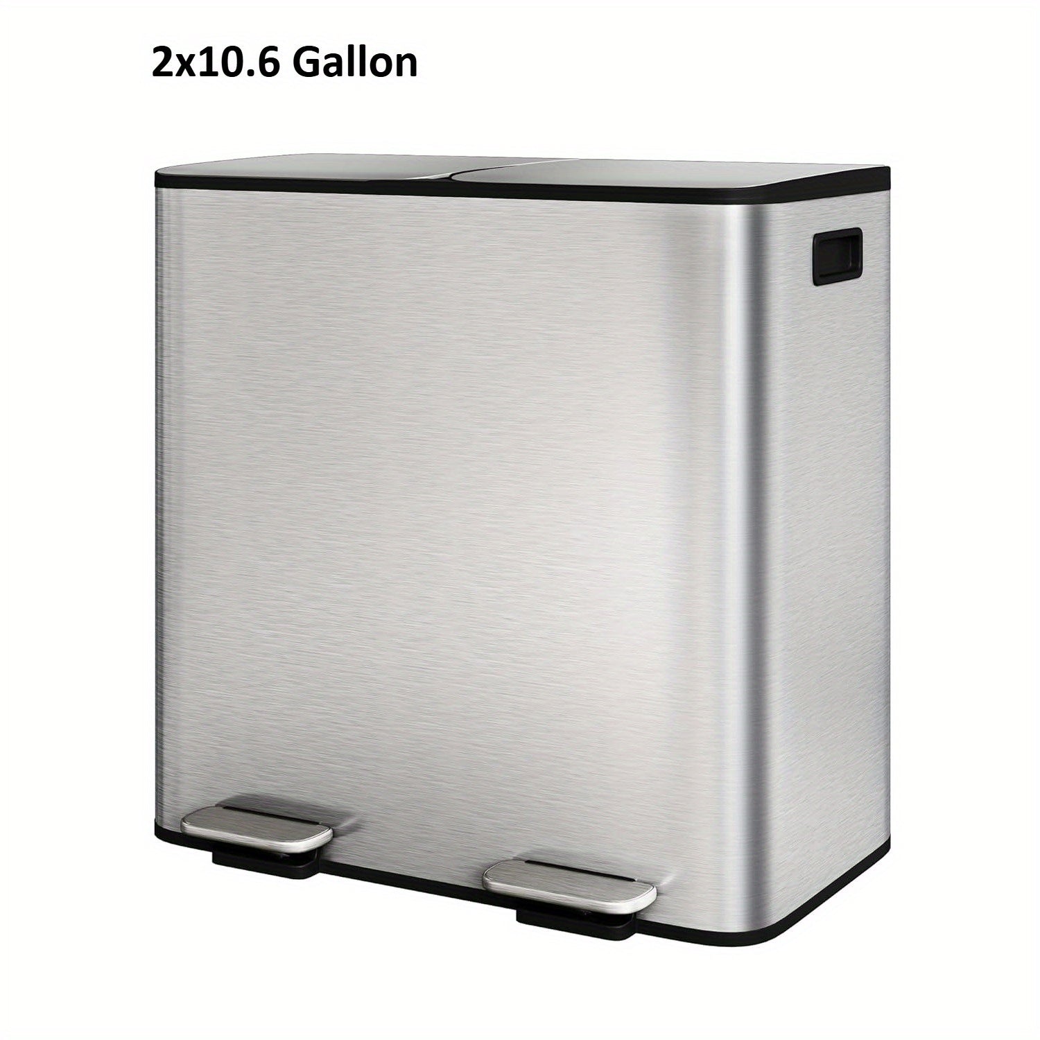 2x8 Gallon\u002F 2x10.6 Gallon Stainless Steel Double Trash Can with Lid for Kitchen, Large Dual Trash and Bin Combo, Step-on Kitchen Metal Stainless Steel Garbage Cans, PP Inner Buckets, Liner Rim, Silvery\u002F Gray\u002F Black