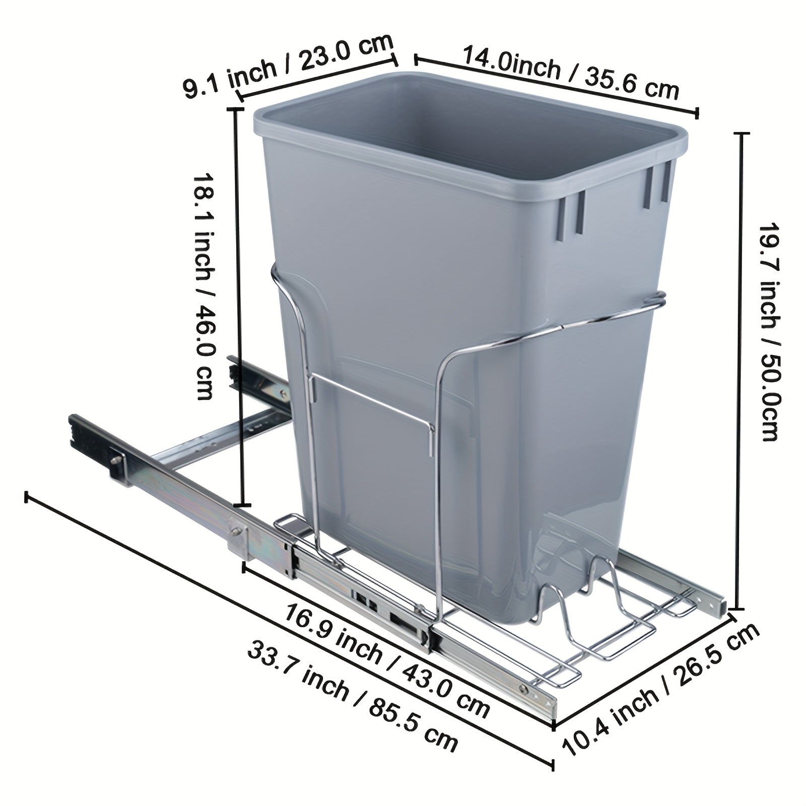 Happybuy Pull-Out Trash Can 29\u002F70L Single Bin, Under Mount for Kitchen Counter & Sink