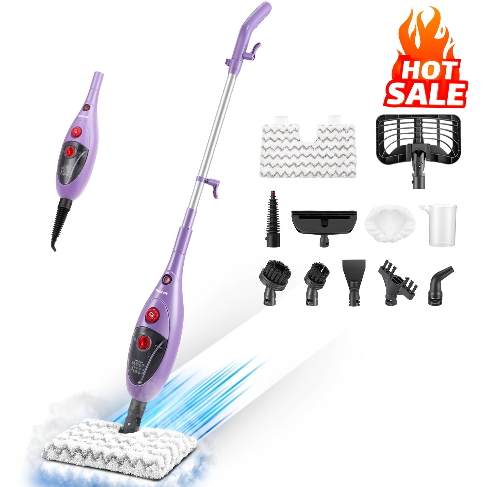 Moolan 12-in-1 Steam Mop Design With Detachable Handheld Steam Mops For Cleaning Floors, Tiles, Hardwood, Windows Sofa Wall Grout Cleaning Multi-Surface Steam Cleaner Includes &11 Multipurpose Tools, Contain Washable Steam Mop Pads