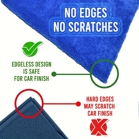Pack of 6 Thick Edgeless Microfiber Towel – Ultra-Soft & High Absorbency – Ideal for Car Detailing