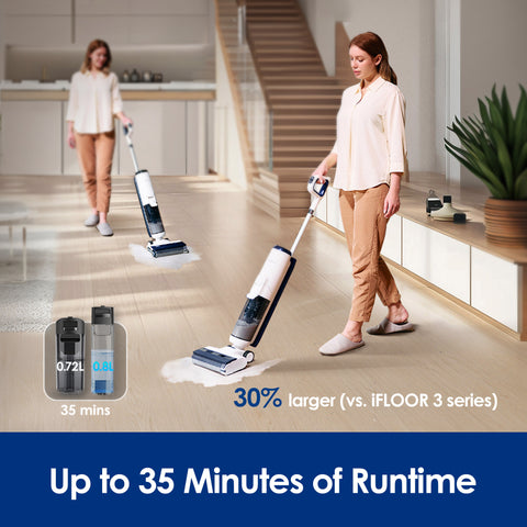 Tineco iFLOOR 5 Breeze Complete Wet Dry Vacuum, One-Step Cleaning for Hard Floors, Edge Clean, Auto Self-Cleaning, Lightweight & Cordless Design, Blue
