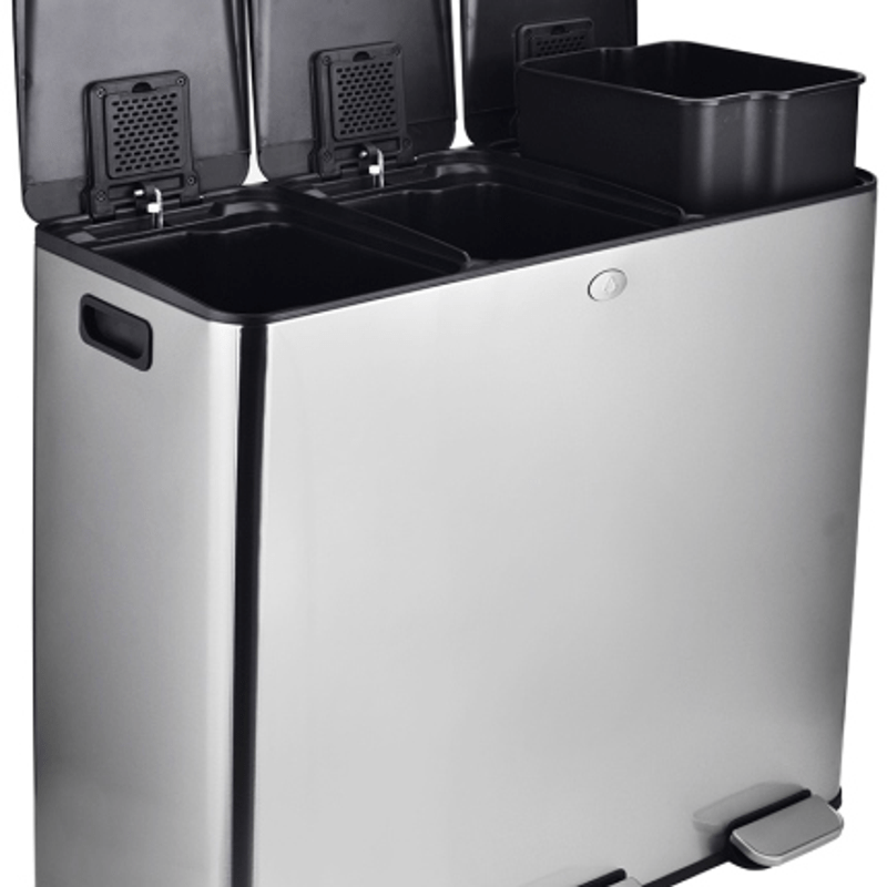 15\u002F 24 Gallon Trash Can Stainless Steel Step On with Separated Lid and Foot Pedal