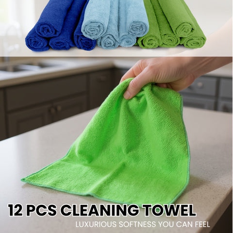 Heavy-Duty|Ultra Absorbent 12pcs Heavy-Duty Microfiber Cleaning Cloths