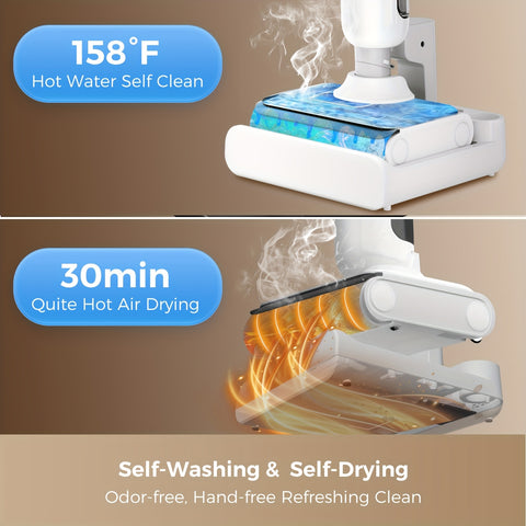 Cordless Wet Dry Vacuum Lightweight & Cordless Wet And Dry Vacuum Cleaner | Wet Dry Vacuum Cordless Floor Cleaner And Mop One-Step Cleaning for Hard Floors, Self-propelled Vacuum Mop Assembly, Refreshed Home