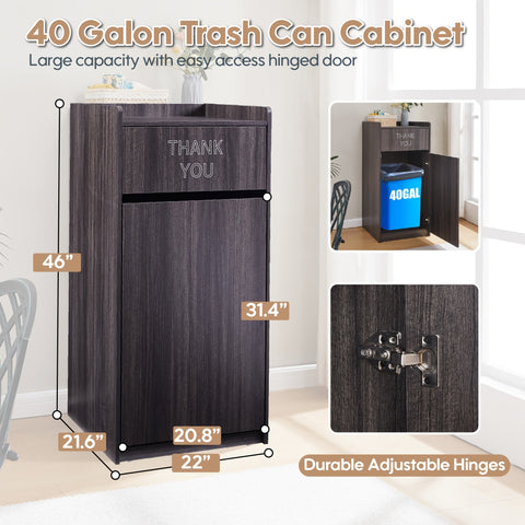 40 Gallon Wooden Trash Can Cabinet with Pull-Out Tray Holder - Polished Finish, Commercial & Home Kitchen Garbage Bin, Space-Saving Design for Restaurants, Cafes, Schools & Dining Areas, Restaurant Waste Disposal, Sleek Wood Finish, Durable Wood Construct