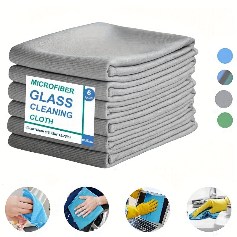 Microfiber Cleaning Cloths 6-Pack Microfiber Glass Cleaning Cloths - Streak-Free, Lint-Free