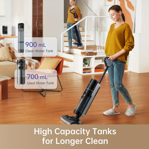 Dreame H12 PRO Cordless Wet\u002FDry Vacuum Mop & Floor Cleaner - All-in-One Smart Robot with Self-Cleaning System, Hot Air Drying, One-Step Edge Detection, 30 Min Runtime, 2.4 Gal Tank, 180° Rotating Head for Hard Floors, Tile, Vinyl, Linoleum - Plug-in