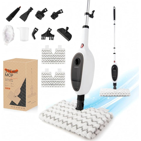10-in-1 Steam Mop Floor Cleaner with 15-Second Fast Heating, Double-Sided Flip Design & Ergonomic Handle - Cordless Steam Cleaner for Kitchen, Living Room, Hardwood & Tile Floors, Multi-Surface Use, Quick Clean, No Residue, Compatible with