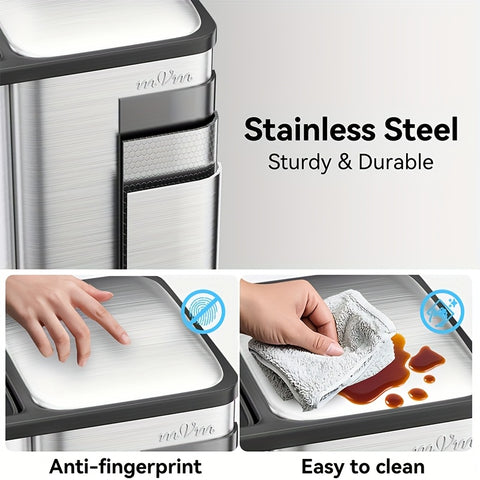 Mvm 9.5\u002F16 Gal 3 in 1 Kitchen Step Trash Can with Soft Close Lid, Duty Anti Fingerprint Brushed Recycling Bin for Office Home Markets, Stainless Garbage Bin, with 3 Removable Inner Barrels, Ideal for Wet Dry Waste Sorting