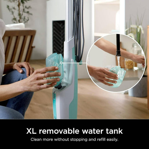 S1000 -Like Steam Mop with 2 Machine Washable Pads - Lightweight Steam Cleaner for Hardwood, Tile, Marble & Laminate Floors, Removable Washable Heads, White & Turquoise, Plug-In-Free Operation (No Required)