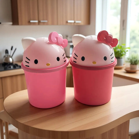 Sanrio for hello kitty Mini Trash Can with Lid - Cute Desk Waste Bin, Compact Decoration with Open-Top Lid, Perfect for Girls' Rooms, Birthday & Holiday Gifts, Office, School, Kitchen - Sanrio Collectible, School Supplies, Playful Aesthetic, Detachable De
