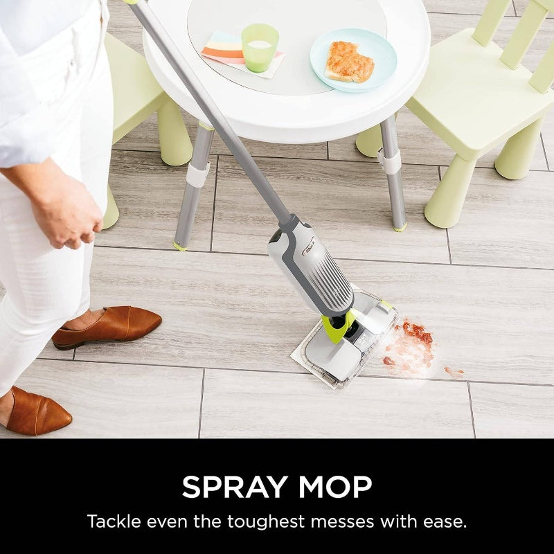 VM200P12 VACMOP -in-One Vacuum Mop System with 12 Disposable Pads & 12oz Cleaning Solution - Wet Mop for Hard Floors,, Vinyl, Laminate - One-Step Suction & Mopping, No Bucket\u002FMicrofiber Cloth, Compatible with VACMOP, Mop With Spray, Cleaning Supplies