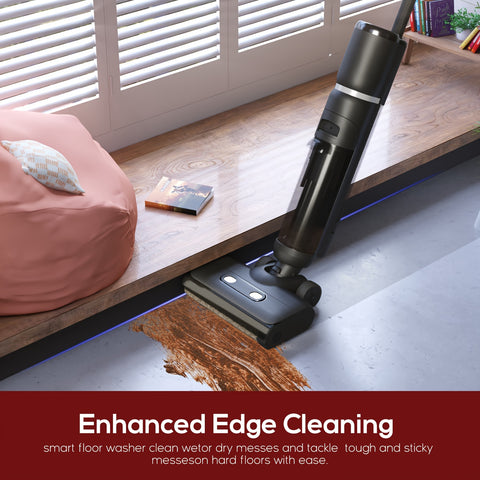 Cordless Vacuum Cleaner, Smart Mop & Broom Wet Dry Combo with LED Display Detachable Space Saving Design Vacuum Mop with Self-Cleaning System, Great for Hard Floors, Sticky Messes And Pet Hair