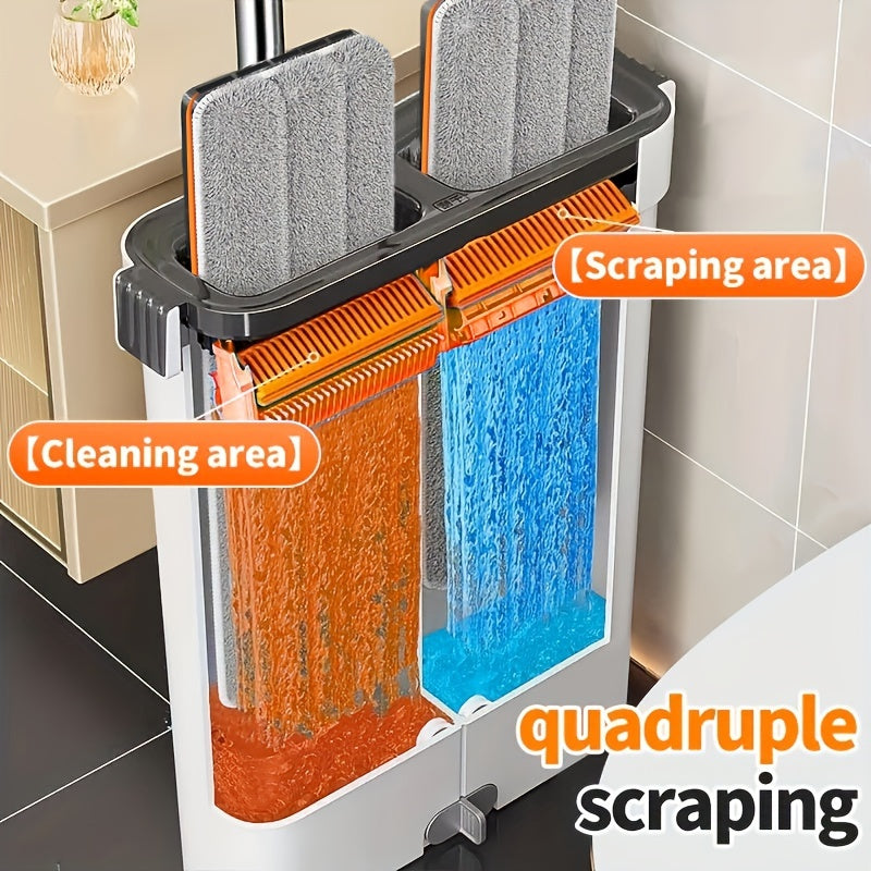 33cm\u002F40cm Mop And Bucket with Wringer Dryer Set, Floor Cleaning, Wet And Dry Floor Dust Mop, Home Floor Cleaning System, for All Floors, Recommended for Living Room, Bedroom, Bathroom Kitchen, Cleaning Supplies, Cleaning Tools, Holiday Cleaning