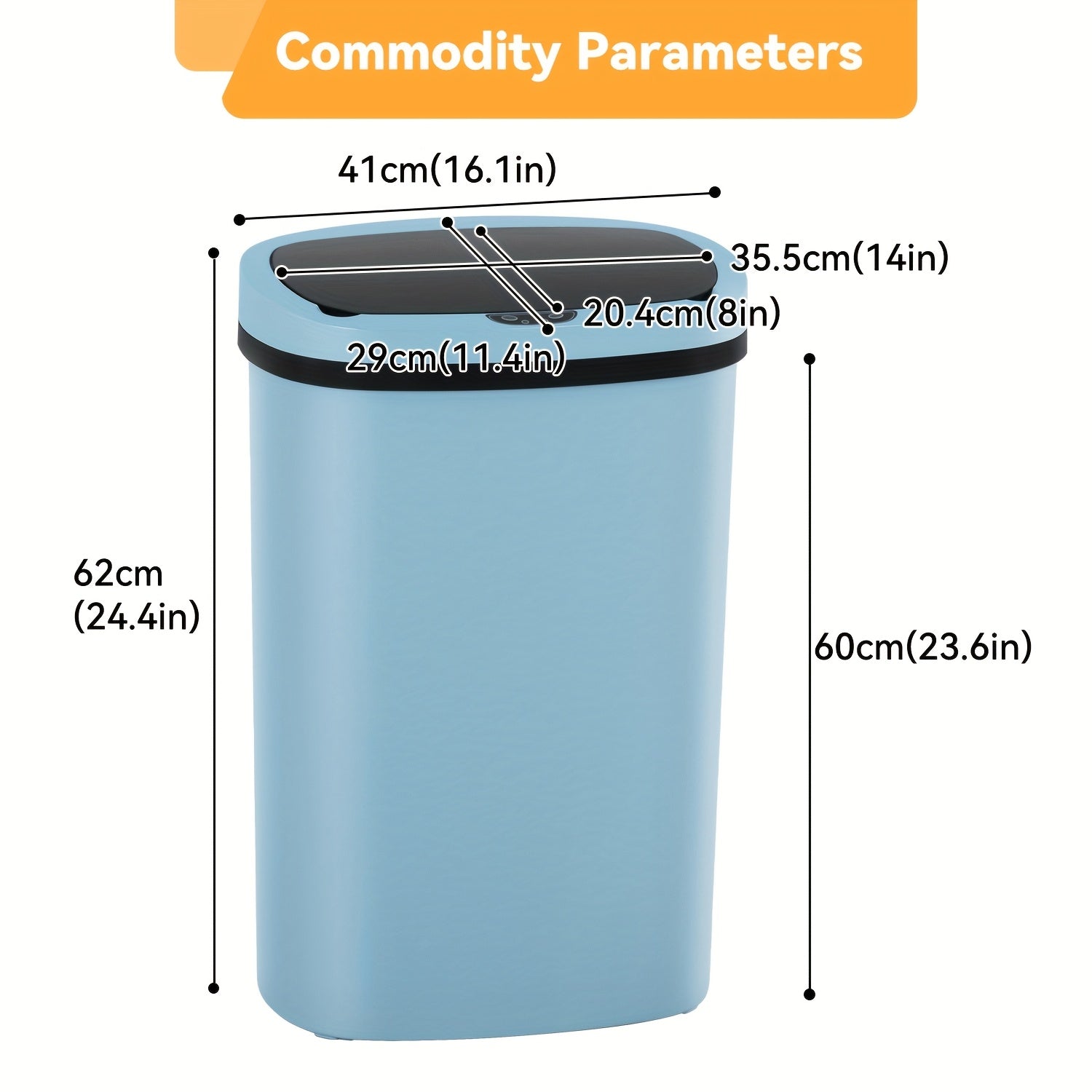 13 Gallon Trash Can Kitchen Waste Bin 50L, Automatic Garbage Can Touchless Motion Sensor, for Office Bedroom Living Room Trash Can, Bedroom Trash Can, Contemporary Design, Compact Bin, Highquality Plastic, Rustresistant Material, Large Capacity Bin, Motio