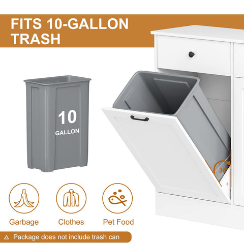 Wpond 20 Gallon Heavy-Duty Freestanding Trash Can Cabinet with Double Tilt-Out Trash Bins, Deodorizing System & Dog-Proof Hidden Storage - Modern \u002F Kitchen Cabinet with Doors, Easy Assembly, Space-Saving Design for Home, Office, Bathroom - No Electr