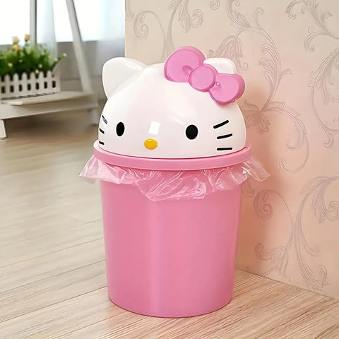 Sanrio for hello kitty Mini Trash Can with Lid - Cute Desk Waste Bin, Compact Decoration with Open-Top Lid, Perfect for Girls' Rooms, Birthday & Holiday Gifts, Office, School, Kitchen - Sanrio Collectible, School Supplies, Playful Aesthetic, Detachable De