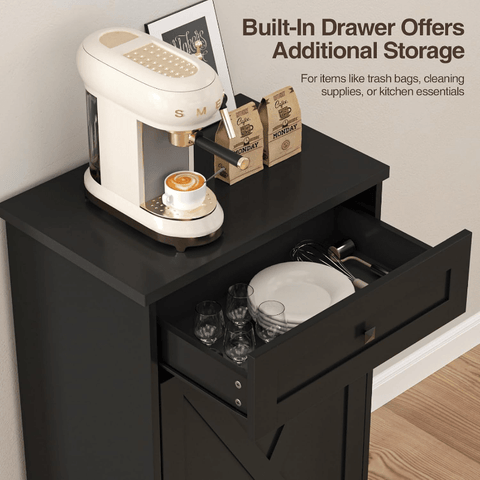 Black Farmhouse Tilt Out Trash Cabinet 10 Gallon Dog Proof Garbage