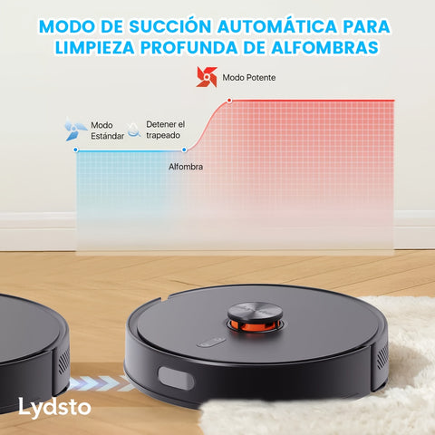 Lydsto R1D EDGE Smart Robot Vacuum Cleaner And Mop Combination, Automatic Mop Extension And Lifting, 5000Pa Suction Power, 60 Days Of Emptying, Obstacle Avoidance, WiFi, APP Remote Control, Laser Radar Lying Flat Cleaning Stain Killer Black.