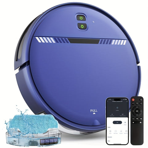 2-in-1 Robot Vacuum and Mop Combo with Automatic Recharge, Scheduled Cleaning, Powerful Suction, Super Thin Design, Low-Carpet Cleaning, 3D Obstacle Avoidance, 60dB Quiet Operation, 200-500ml Tank, 1000 Sq.m Coverage, USB Charging, Battery, Smart App Cont