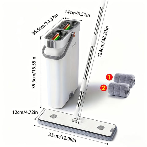 33cm\u002F40cm Mop And Bucket with Wringer Dryer Set, Floor Cleaning, Wet And Dry Floor Dust Mop, Home Floor Cleaning System, for All Floors, Recommended for Living Room, Bedroom, Bathroom Kitchen, Cleaning Supplies, Cleaning Tools, Holiday Cleaning
