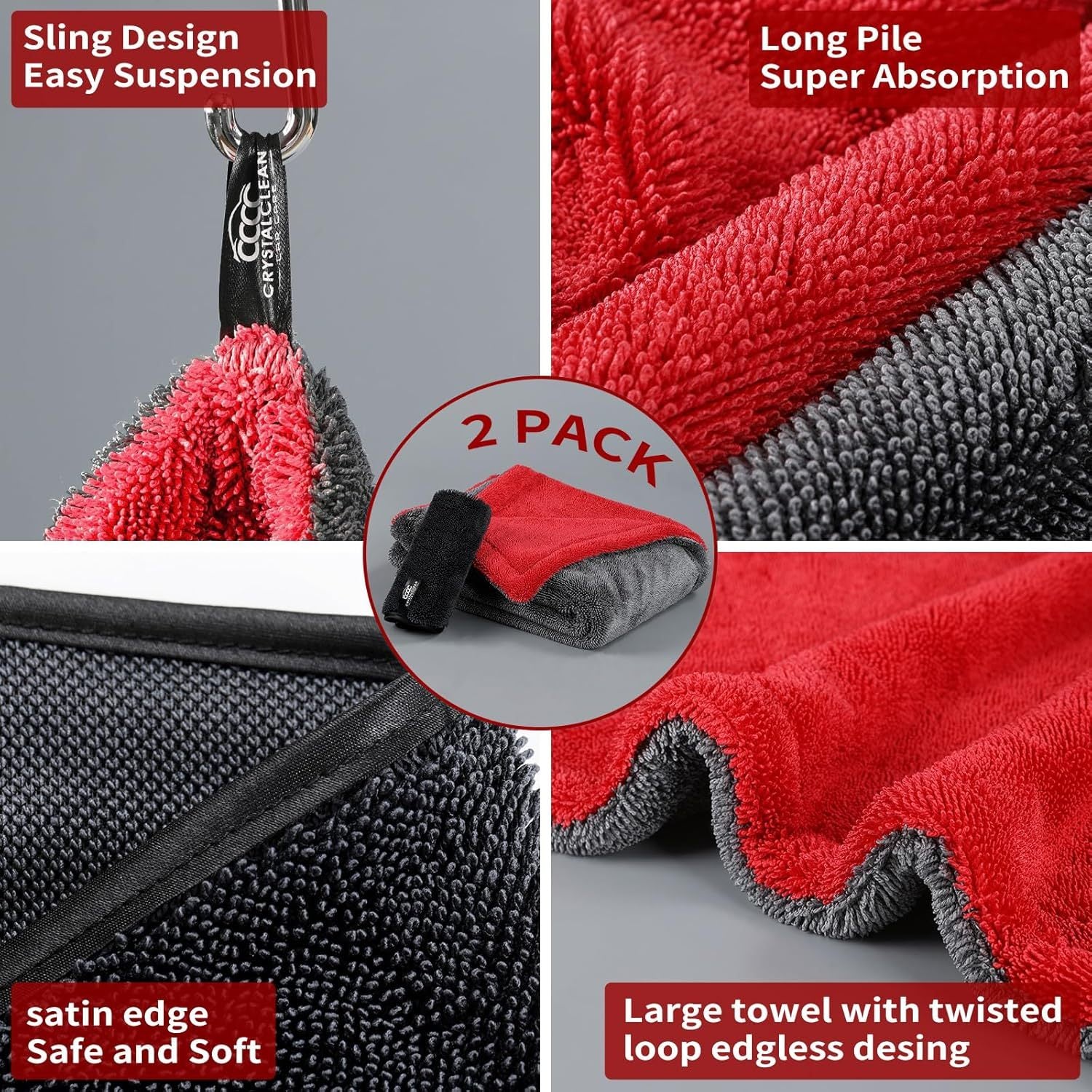 Extra Large Pack of 2 Double Twisted Loop Quick-Drying Towel