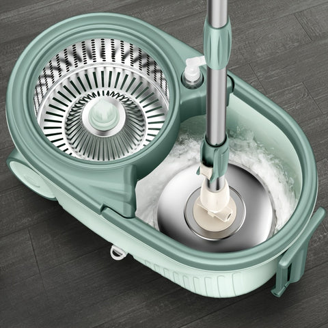 A Set Of Mops, Household Dual-drive Rotary Mops And Bucket Sets, No-wash Mops, Dry And Wet Two, Wash Two In One, 360 Degrees Option for All Kinds Of Floors