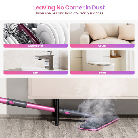 Schenley 19-in-1 Steam Mop Dual-Rod Design with Detachable Handheld Steamer for Walls, Grouts, Hard Floors, Tiles, includes Multi-purpose Accessories and Washable Microfiber Pads