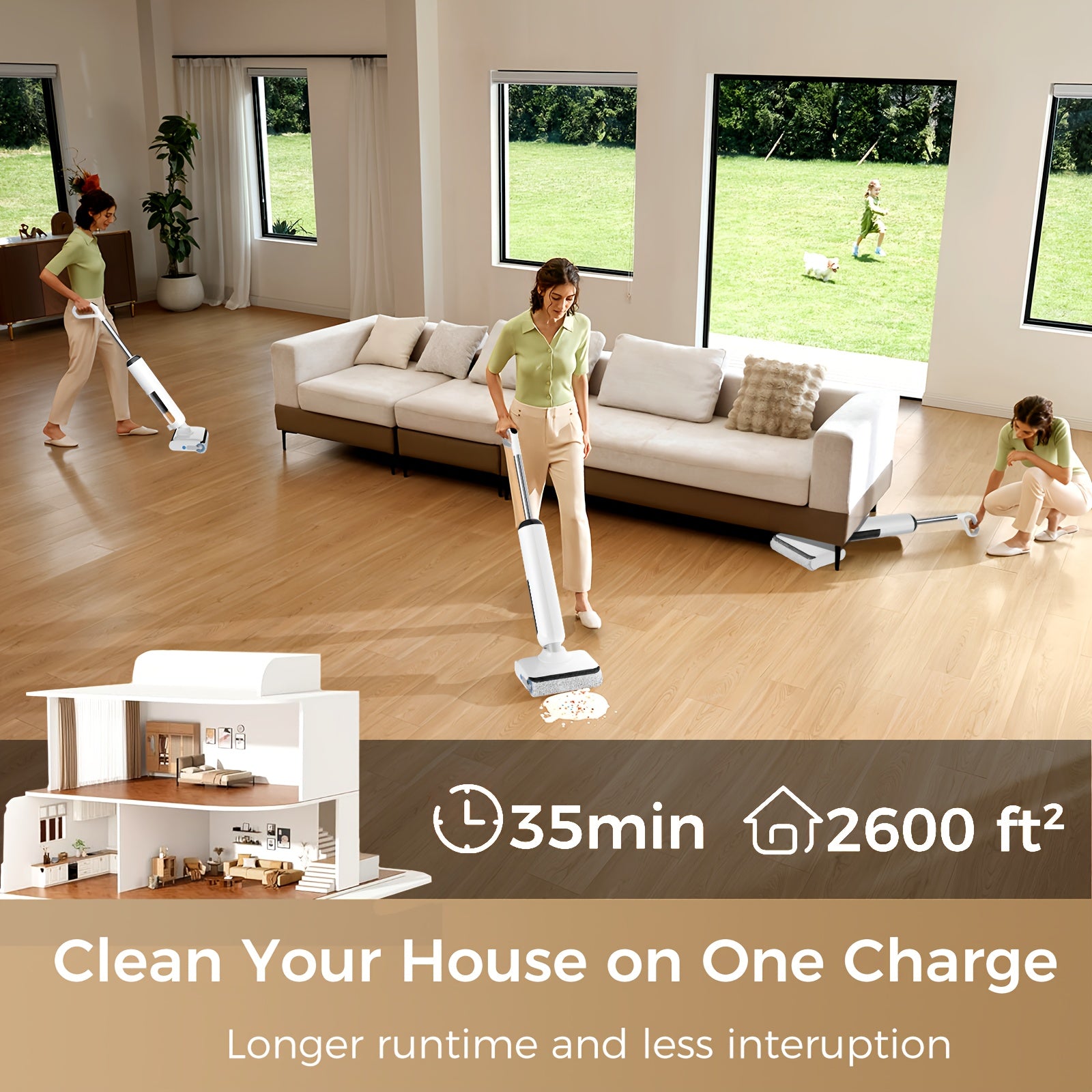 Cordless Wet Dry Vacuum Lightweight & Cordless Wet And Dry Vacuum Cleaner | Wet Dry Vacuum Cordless Floor Cleaner And Mop One-Step Cleaning for Hard Floors, Self-propelled Vacuum Mop Assembly, Refreshed Home