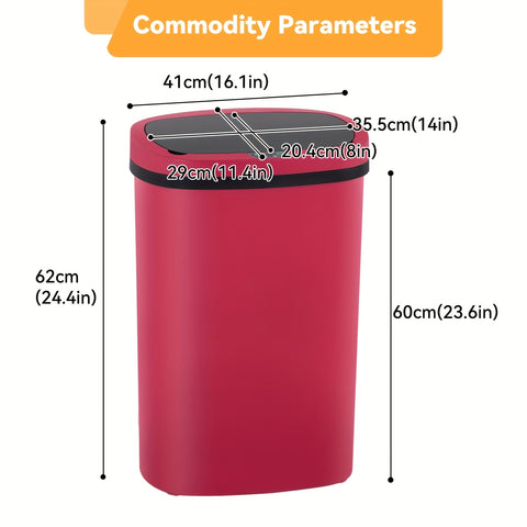 13 Gallon Trash Can Kitchen Waste Bin 50L, Automatic Garbage Can Touchless Motion Sensor, for Office Bedroom Living Room Trash Can, Bedroom Trash Can, Contemporary Design, Compact Bin, Highquality Plastic, Rustresistant Material, Large Capacity Bin, Motio