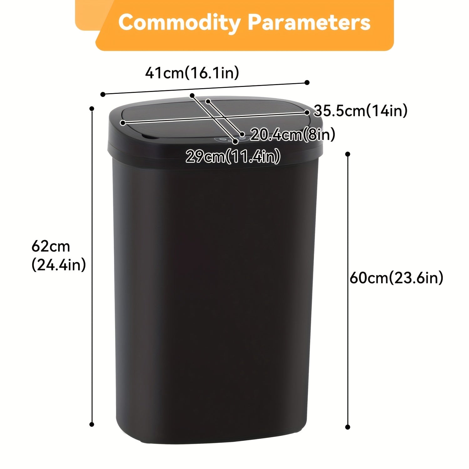 13 Gallon Trash Can Kitchen Waste Bin 50L, Automatic Garbage Can Touchless Motion Sensor, for Office Bedroom Living Room Trash Can, Bedroom Trash Can, Contemporary Design, Compact Bin, Highquality Plastic, Rustresistant Material, Large Capacity Bin, Motio