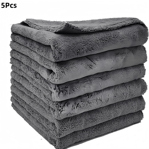 5pcs Ultra-Fine Fiber Car Towels - Absorbent Microfiber Cloths for Washing & Polishing