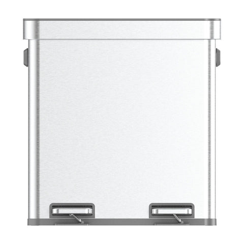 18G Dual Unit Rectangular Stainless Steel Trash Can – Large Capacity Double Compartment Step-On Garbage Bin for Kitchen, Bathroom, Home, Office, and Outdoor Use, Durable Touchless-Style Waste Bin for Household Organization and Recycling, Perfect for Fall