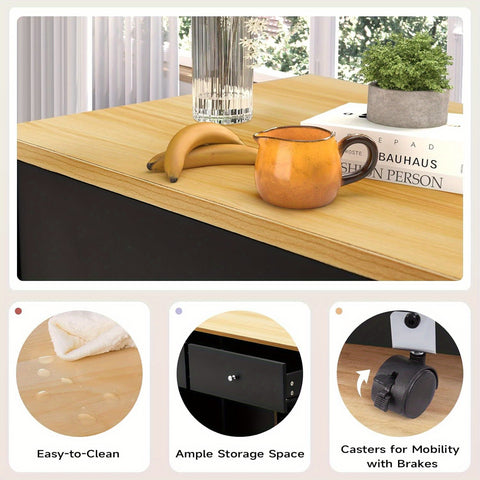 Heavy-Duty Hardwood Trash Can Cabinet with Locking Tilt-Out Bins & Casters - Kitchen\u002FBathroom\u002FOffice garbage storage Organizer with 2 Drawers, Fits 10Gal + 9Gal Bins, Space-Saving Modern Cabinet (Easy Assembly), Storage Bins, Sleek Wooden Design