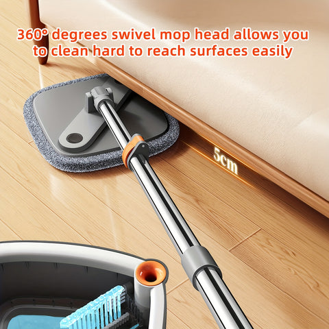 KZKR Spin Square Mop Square Spin Mop and Bucket Set, with Dirty\u002FClean Water Separation System, Self Rotating Mop-Head for Hardwood Tile Marble Floors with 2\u002F6pcs Mop