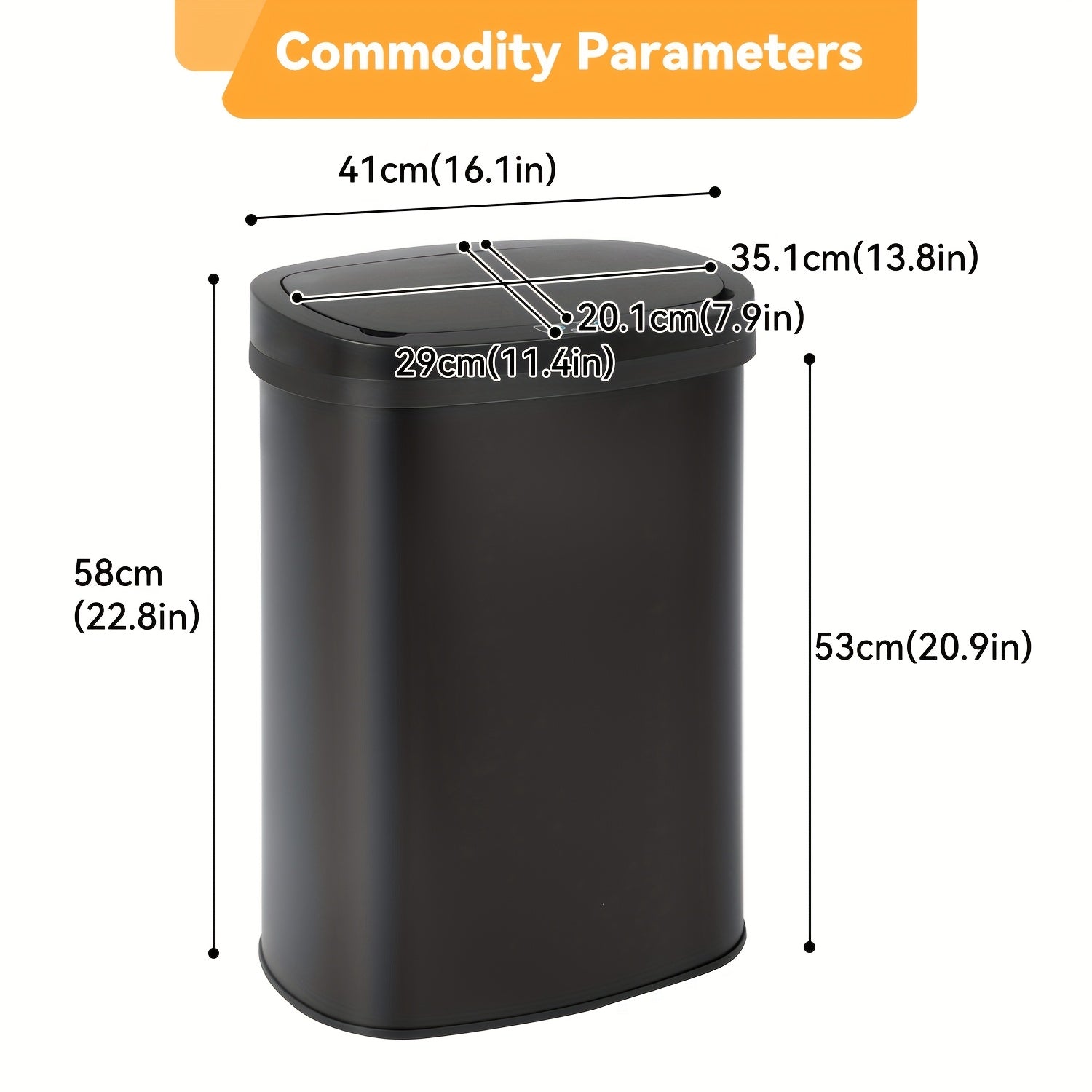 13 Gallon Trash Can Kitchen Waste Bin 50L, Automatic Garbage Can Touchless Motion Sensor, for Office Bedroom Living Room Trash Can, Bedroom Trash Can, Contemporary Design, Compact Bin, Highquality Plastic, Rustresistant Material, Large Capacity Bin, Motio
