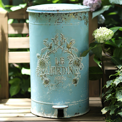 Metal Waste Basket Metal Waste Basket - Round Trash Can Suitable for Kitchen, Garden, Farmhouse, Outside