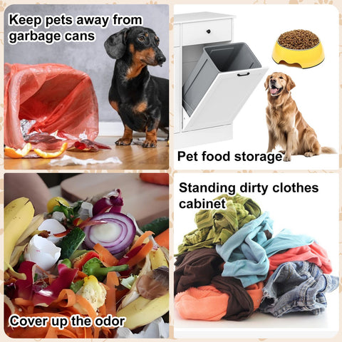 Wpond 20 Gallon Heavy-Duty Freestanding Trash Can Cabinet with Double Tilt-Out Trash Bins, Deodorizing System & Dog-Proof Hidden Storage - Modern \u002F Kitchen Cabinet with Doors, Easy Assembly, Space-Saving Design for Home, Office, Bathroom - No Electr