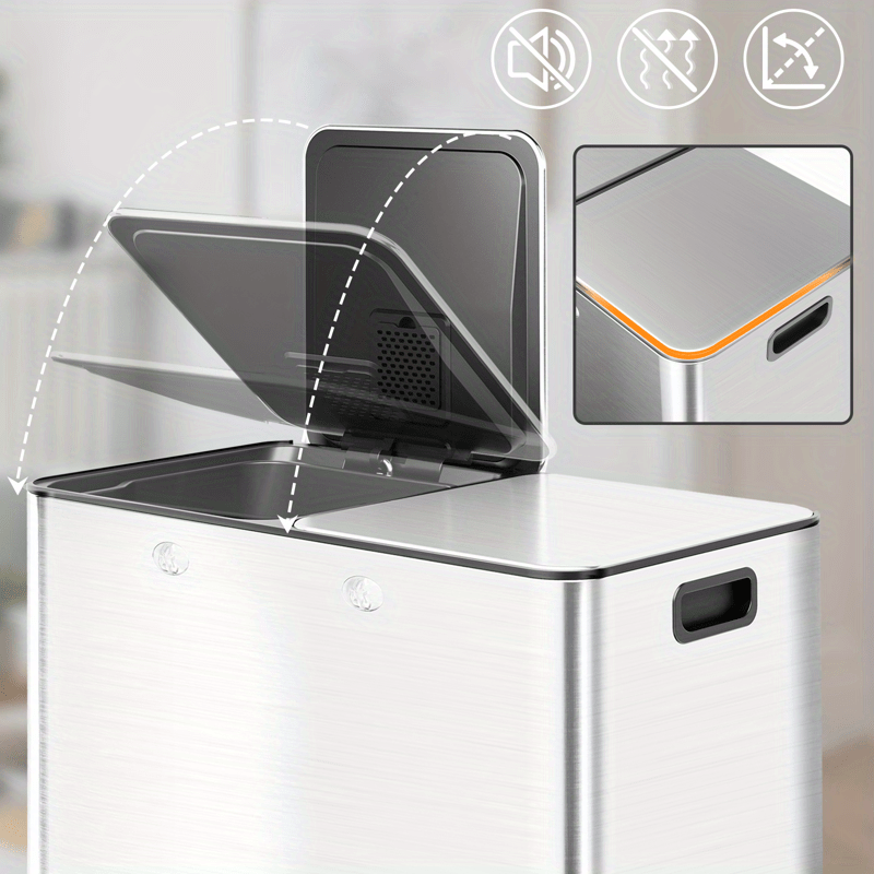 16 Gal Trash Can Stainless Steel w\u002F Separated Lid & Foot Pedal Kitchen Trash Can