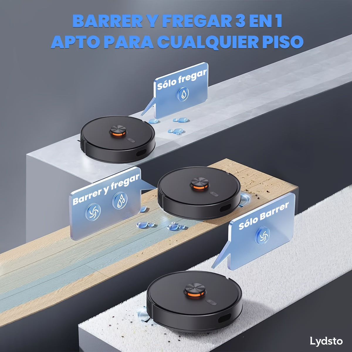 Lydsto R1D EDGE Smart Robot Vacuum Cleaner And Mop Combination, Automatic Mop Extension And Lifting, 5000Pa Suction Power, 60 Days Of Emptying, Obstacle Avoidance, WiFi, APP Remote Control, Laser Radar Lying Flat Cleaning Stain Killer Black.