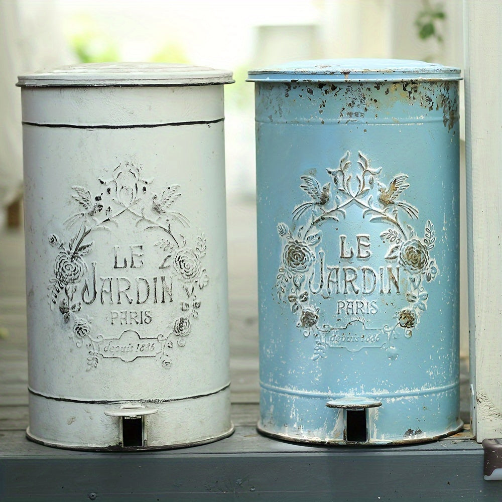 Metal Waste Basket Metal Waste Basket - Round Trash Can Suitable for Kitchen, Garden, Farmhouse, Outside
