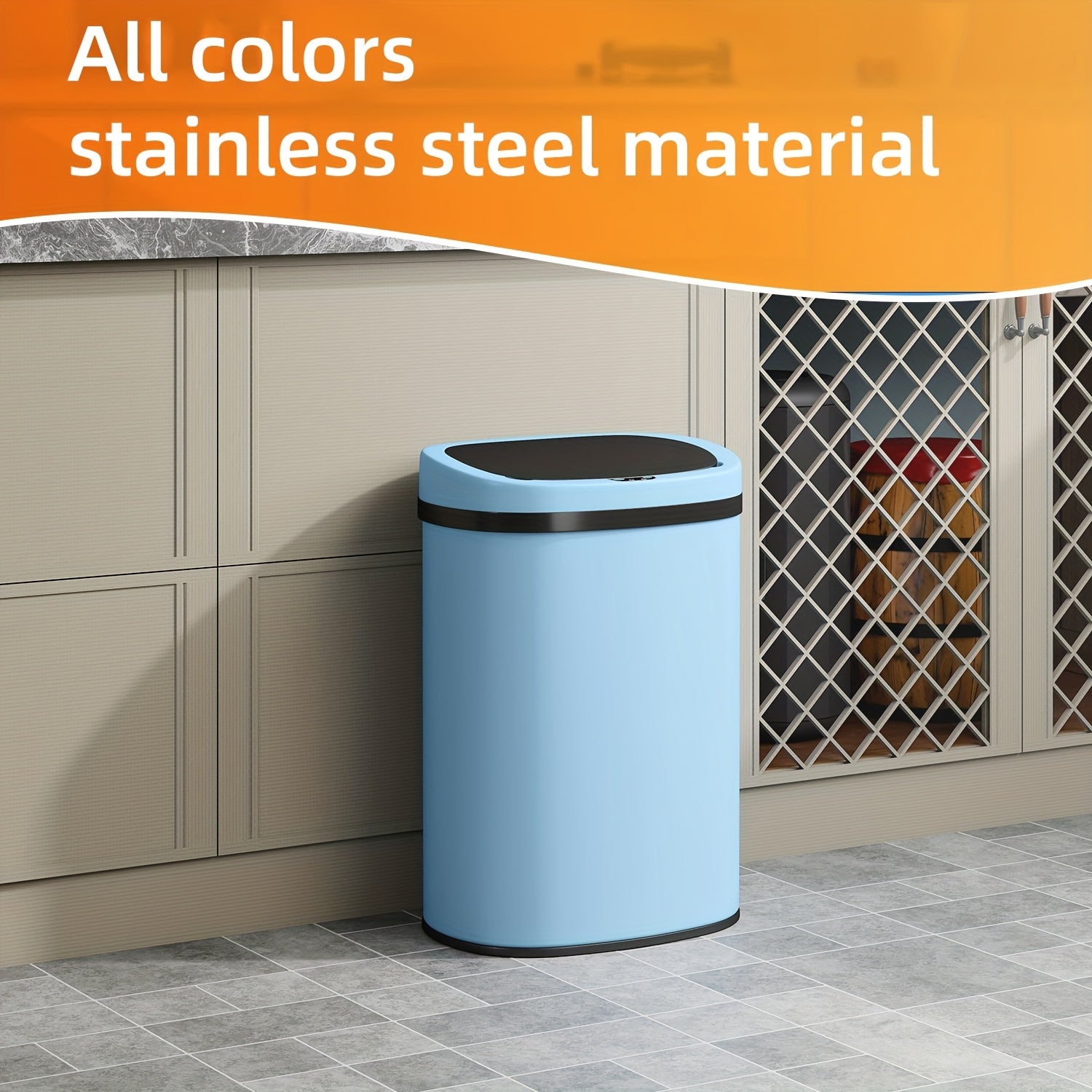 13 Gallon Trash Can Kitchen Waste Bin 50L, Automatic Garbage Can Touchless Motion Sensor, for Office Bedroom Living Room Trash Can, Bedroom Trash Can, Contemporary Design, Compact Bin, Highquality Plastic, Rustresistant Material, Large Capacity Bin, Motio