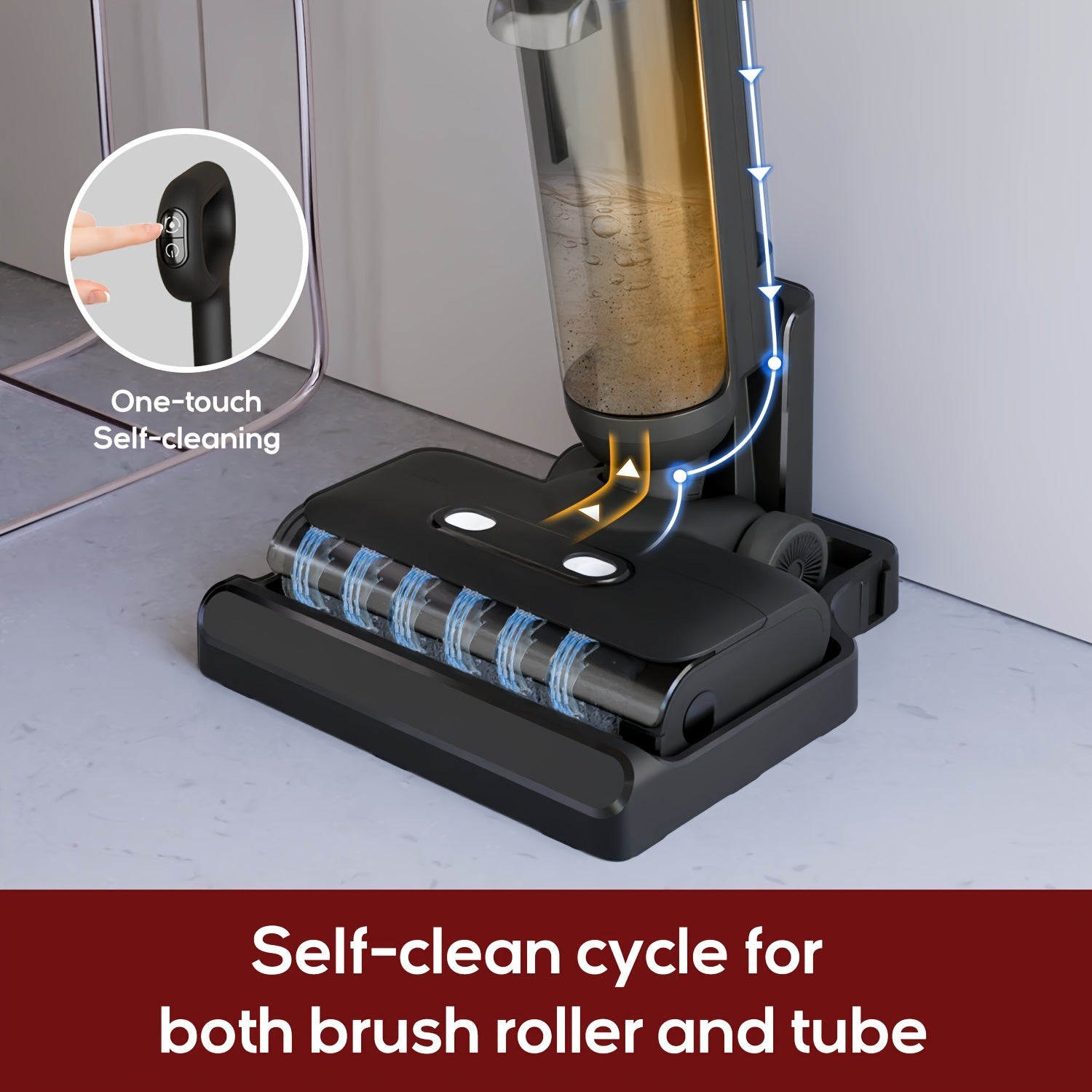 Cordless Vacuum Cleaner, Smart Mop & Broom Wet Dry Combo with LED Display Detachable Space Saving Design Vacuum Mop with Self-Cleaning System, Great for Hard Floors, Sticky Messes And Pet Hair