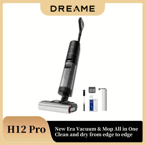 Dreame H12 PRO Cordless Wet\u002FDry Vacuum Mop & Floor Cleaner - All-in-One Smart Robot with Self-Cleaning System, Hot Air Drying, One-Step Edge Detection, 30 Min Runtime, 2.4 Gal Tank, 180° Rotating Head for Hard Floors, Tile, Vinyl, Linoleum - Plug-in