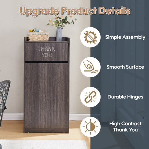 40 Gallon Wooden Trash Can Cabinet with Pull-Out Tray Holder - Polished Finish, Commercial & Home Kitchen Garbage Bin, Space-Saving Design for Restaurants, Cafes, Schools & Dining Areas, Restaurant Waste Disposal, Sleek Wood Finish, Durable Wood Construct