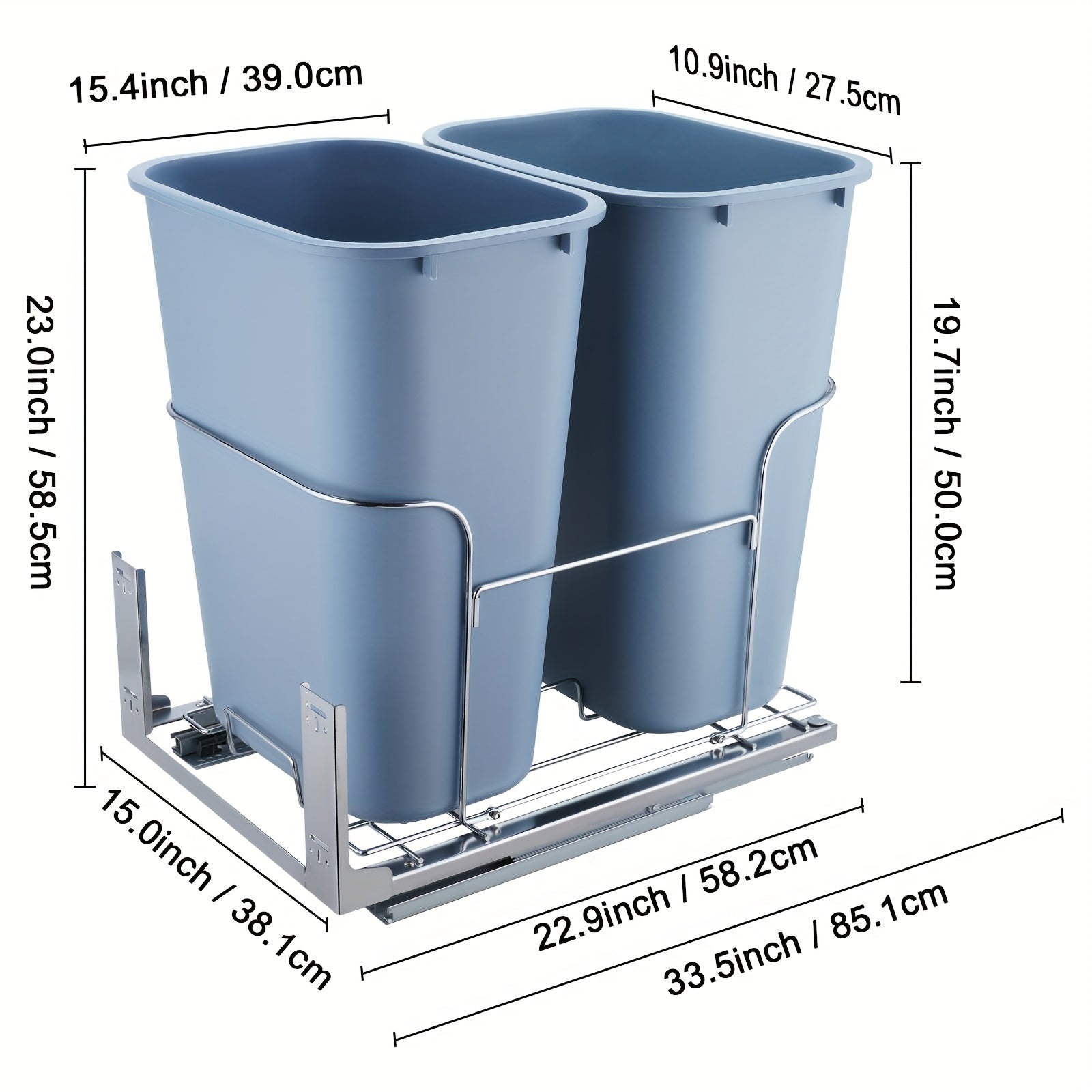 Happybuy Pull-Out Trash Can 29\u002F70L Single Bin, Under Mount for Kitchen Counter & Sink