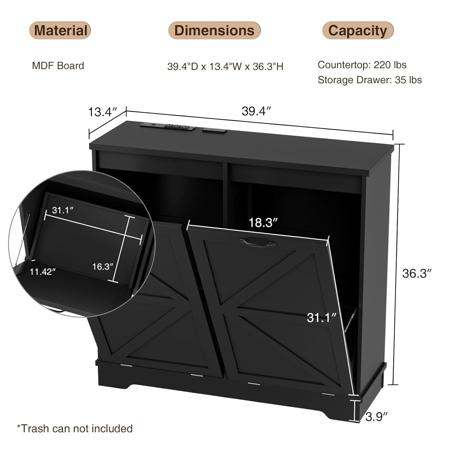 Sturdy Trash Cans Durable Odor-Proof for Home Office