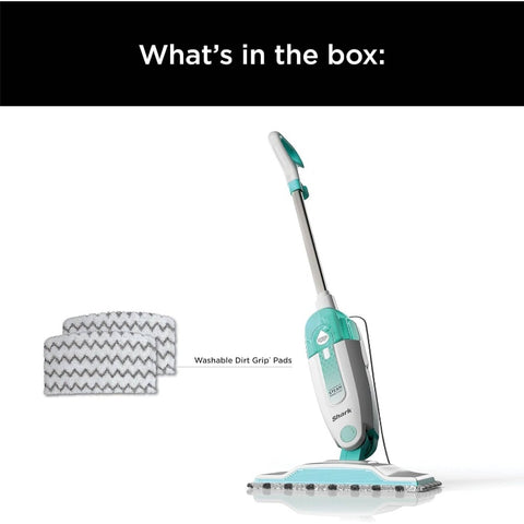 S1000 -Like Steam Mop with 2 Machine Washable Pads - Lightweight Steam Cleaner for Hardwood, Tile, Marble & Laminate Floors, Removable Washable Heads, White & Turquoise, Plug-In-Free Operation (No Required)