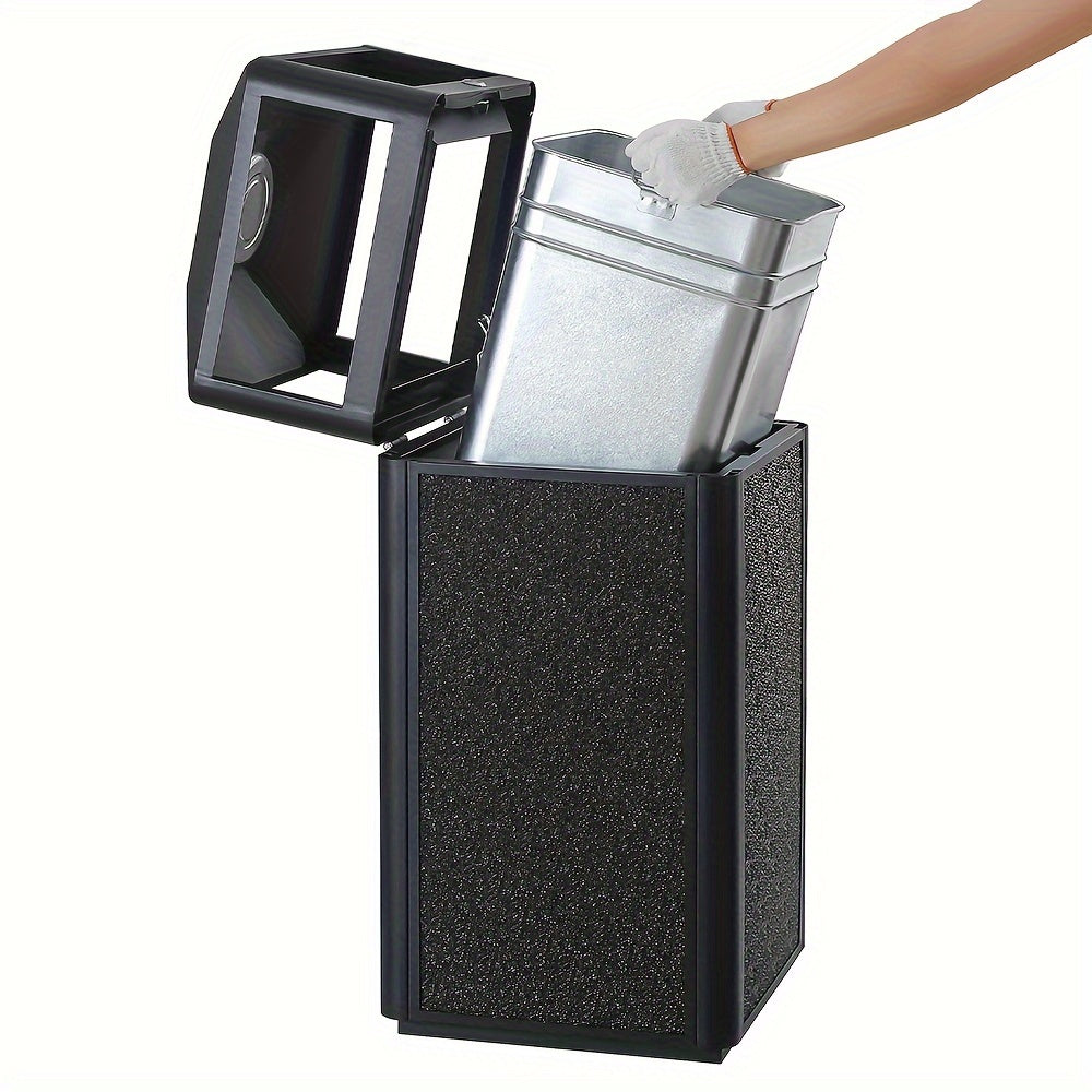 Heavy-Duty Metal Trash Can - Lockable Lid 15 Gallon Weatherproof Outdoor Trash Can Suitable for Offices Or Hotels Kitchens Bedrooms Toilets Public Places Outdoors