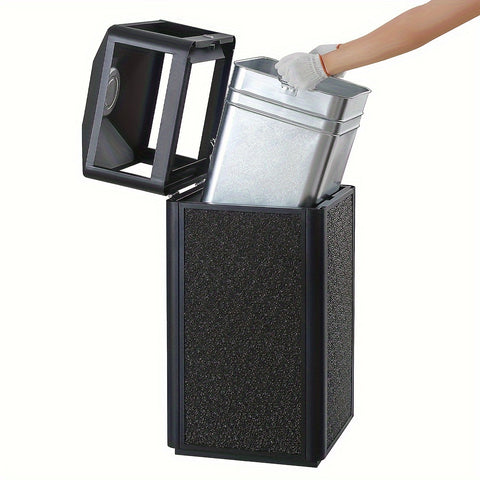 Heavy-Duty Metal Trash Can - Lockable Lid 15 Gallon Weatherproof Outdoor Trash Can Suitable for Offices Or Hotels Kitchens Bedrooms Toilets Public Places Outdoors